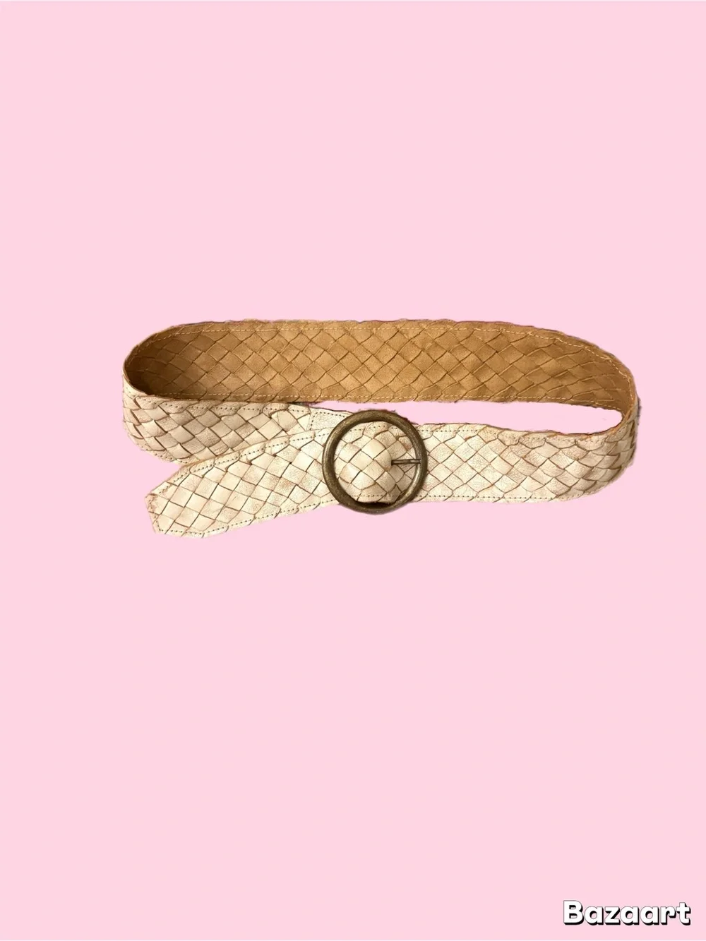Bed Stu Woven Beige Leather Bellt